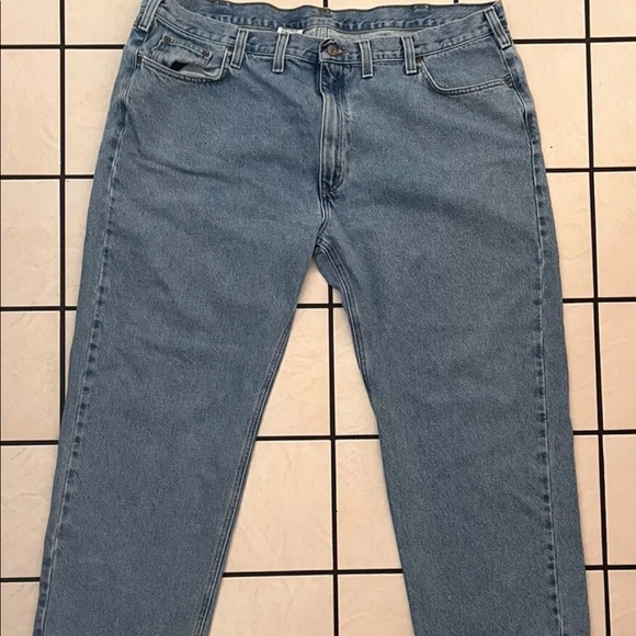 Carhartt Traditional Fit Men's Blue Denim Jeans Light Wash Big & Tall Size 48x32 - Picture 2 of 3